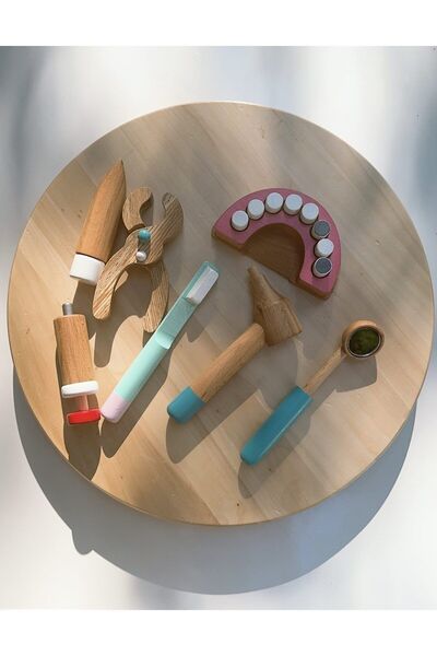 BİLMİŞ ÇOCUK Waldorf Ahşap Doktor Dişçi Seti Oyuncağı 1 Yaş ( Wooden Doctor D...