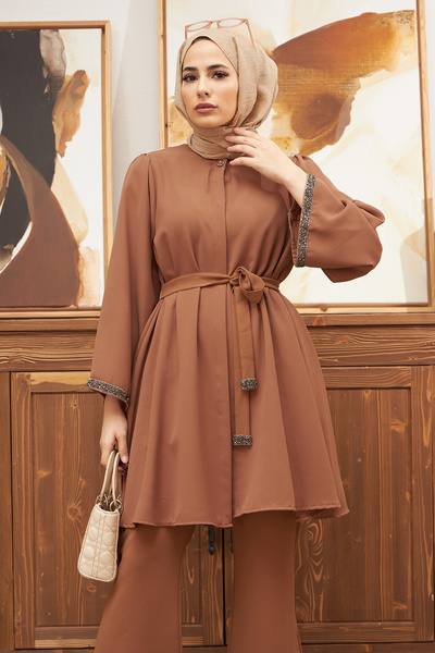 VAVİNOR Σετ τουνίκ παντελόνι με φουσκωτό πόδι - Camel