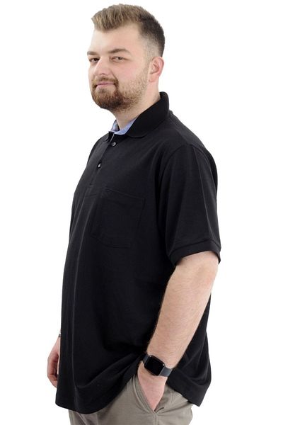 ModeXL تيشيرت رجالي مقاس كبير من Mode Xl بياقة بولو وجيب كلاسيكي بيكيه 20552 أسود