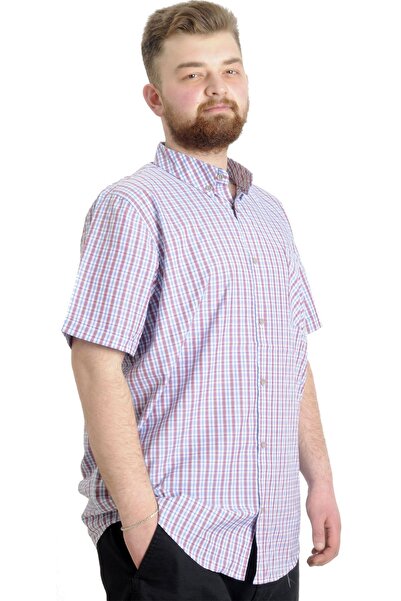ModeXL Mode Xl Large Size Men's Shirt Plaid Short Sleeve 23301 Light Blue