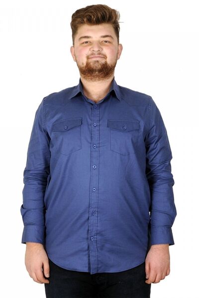 ModeXL Mode Xl Чоловіча сорочка Ukol Габардин Дві кишені 20360 Індіго