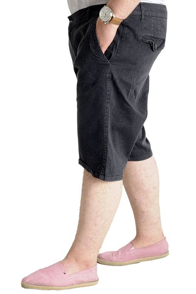ModeXL Pantaloni scurți din denim pentru bărbați de mărime mare Mode Xl cu buzunare laterale New Armına 23806 Negru