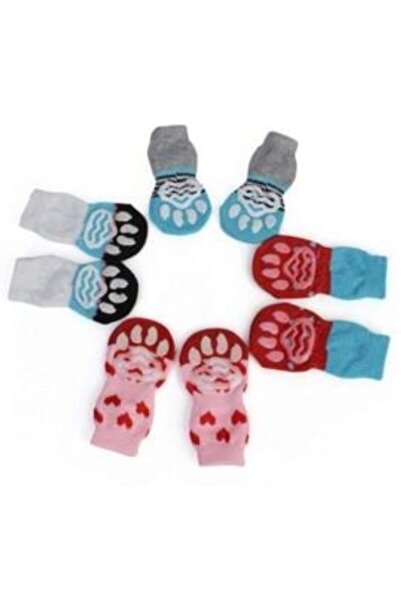 Genel Markalar Küçük Irk Köpekler Için Kaymaz Tabanlı Çorap 4'lü Beden (l)