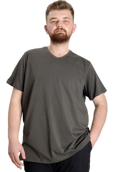 ModeXL Mode Xl Μπλουζάκι μεγάλου μεγέθους V λαιμόκοψη Lycra 20150 Χακί