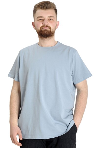 ModeXL Mode Xl Mărime mare material elastic tricou guler rotund 20149 Albastru