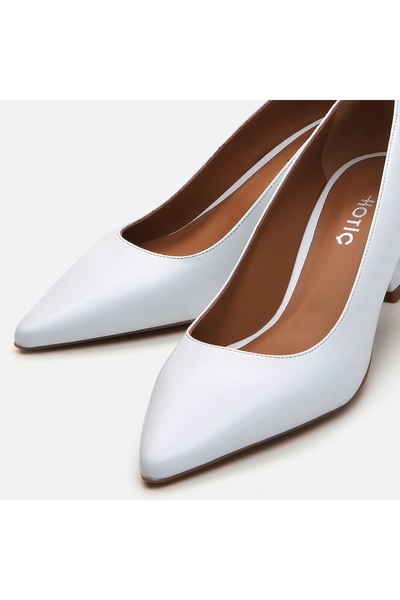 Hotiç White Genuine Leather Women's Stiletto