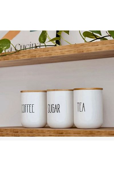Pembelia Life Set of 3 800 ml Tea/coffee/sugar Jars Tea Coffee Sugar Jar Set