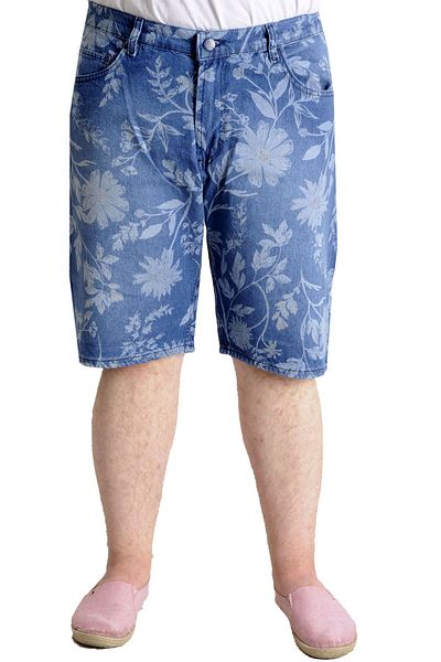 ModeXL Mode Xl Ανδρικό τζιν σορτς με σχέδιο φύλλων 23807 Μπλε