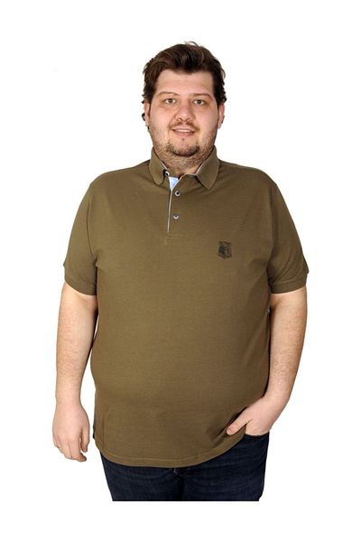 ModeXL Μπλουζάκι Polo Neck Κεντημένο Classic Pique 20553 Χακί