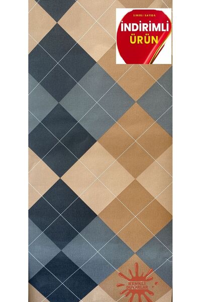 Renkli Duvarlar 5,3 m2 Duvar Kağıdı Silinebilir Baklava Model Çok Renkli Doku...