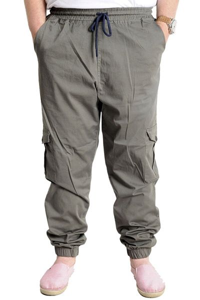 ModeXL Mode Xl Large Size Men's Linen Cargo Jogger Valencia 21911 Khaki