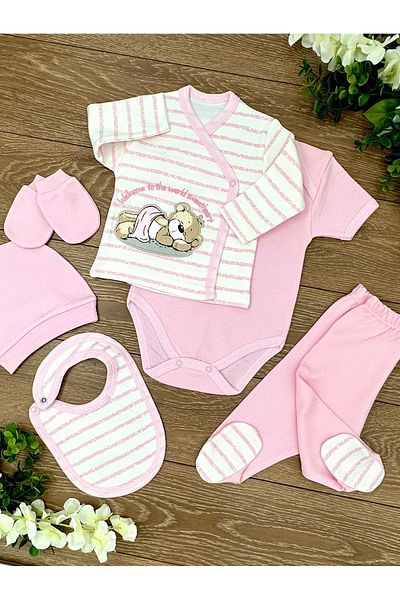 Renkli Puset 6-Piece Organic Cotton Baby Hospital Discharge Set - Welcome Bear