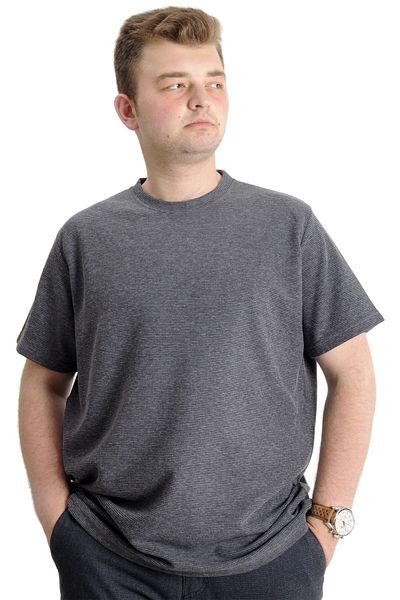ModeXL Ανδρικό μπλουζάκι Mode Xl Large Size Crew Neck Waffle 20033 Μαύρο
