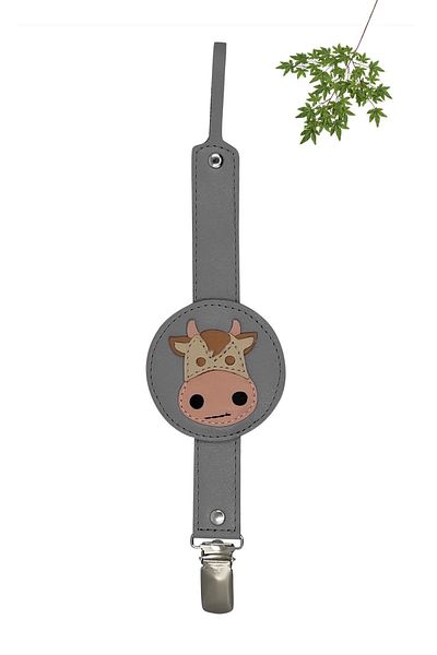 MODAPATİK Genuine Leather Pacifier Strap Gray Cow