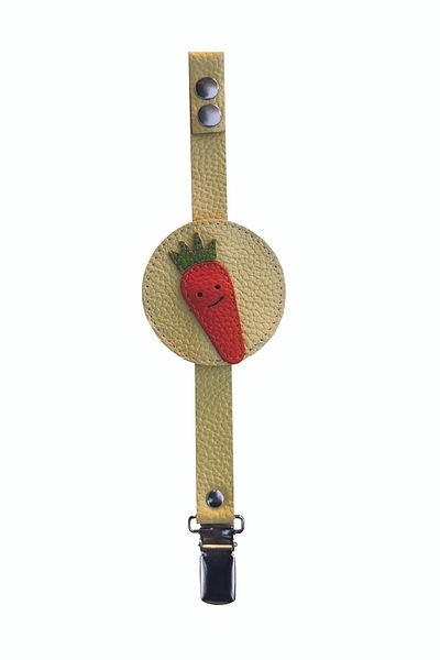 JMB - Reversible Leather Pacifier Strap with Carrot Image