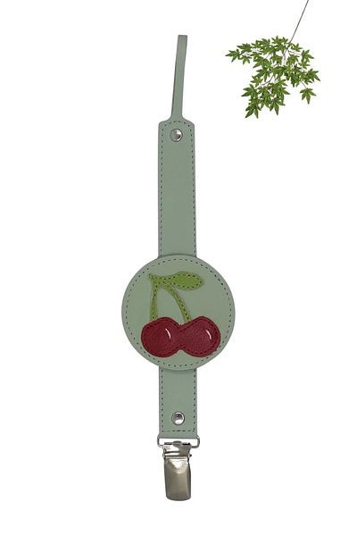 MODAPATİK Genuine Leather Pacifier Strap Water Green Cherry