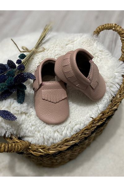 JMB Just My Baby Genuine Leather Powder Tassel Visual Baby Booties