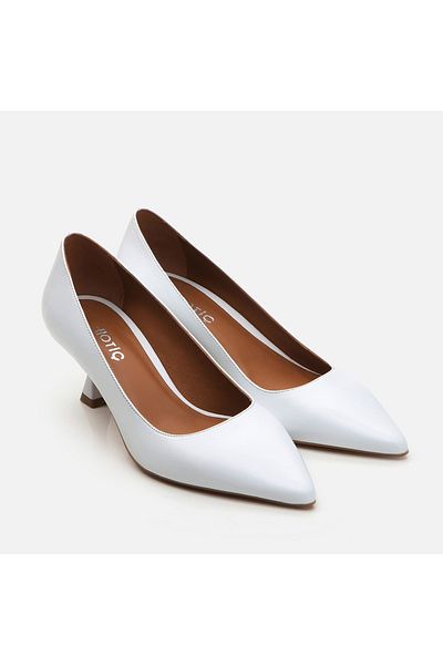 Hotiç White Genuine Leather Women's Stiletto