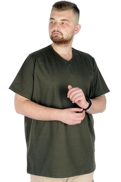 ModeXL Mode Xl Μπλουζάκι μεγάλου μεγέθους V λαιμόκοψη 20032 Χακί