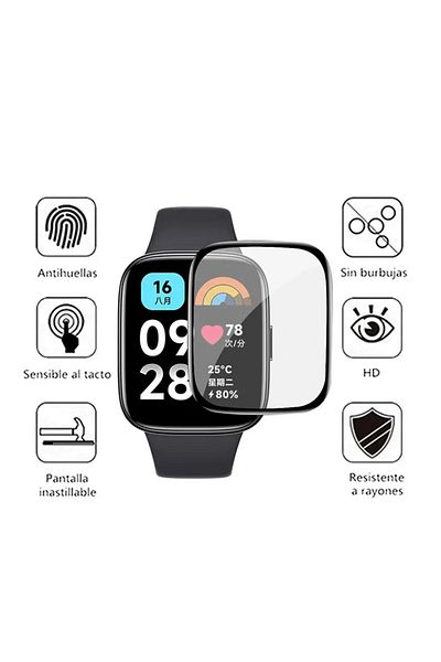NANOSPACE Xiaomi Redmi Watch 3 Active - واقي شاشة زجاجي ثلاثي الأبعاد، تغطية كاملة