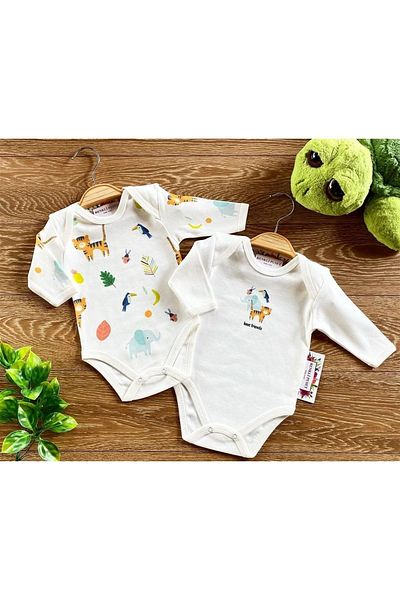 Renkli Puset 2-Piece Baby Long Sleeve Bodysuit Set Kaplan