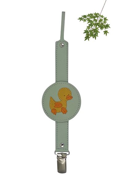 MODAPATİK Genuine Leather Pacifier Strap Water Green Duck