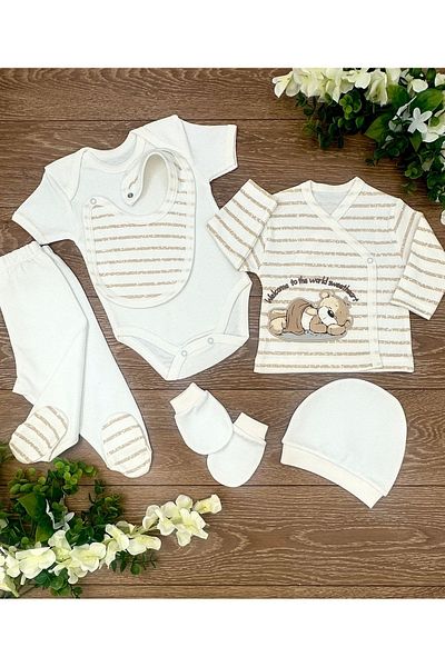 Renkli Puset 6-Piece Organic Cotton Baby Hospital Discharge Set - Welcome Bear