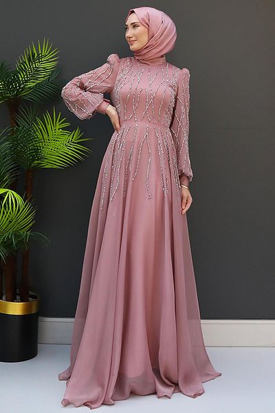 GİZ AGİYİM Janjan Hüma - Light Dried Rose Evening Dress