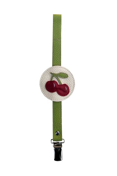 JMB Just My Baby Reversible Leather Pacifier Strap - Cherry