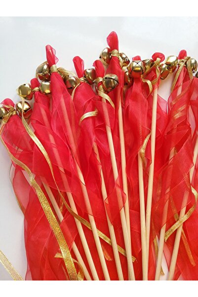 10 Adet Çubuklu Kurdeleli Kına Zili ( 30 cm)