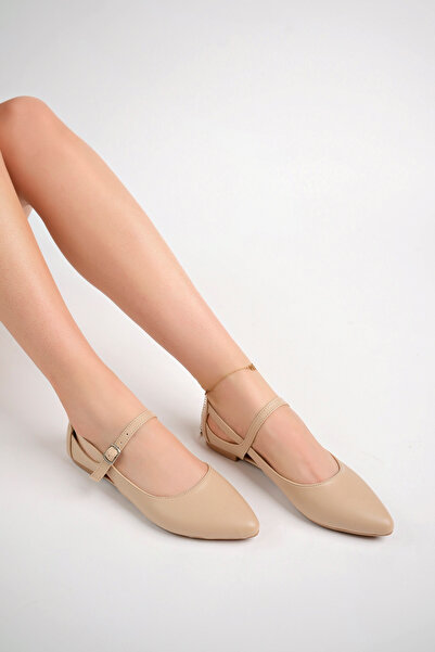 Freemax Beige Women's Summer Helmet Pointed Toe Ballerinas - Freemax.2024.052