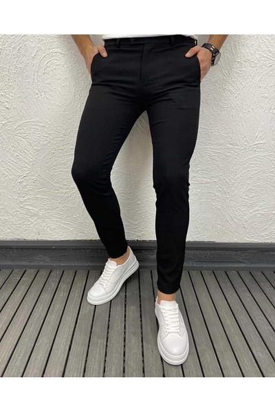 Staff Men's Black Slim Fit Sport Style Fabric Trousers