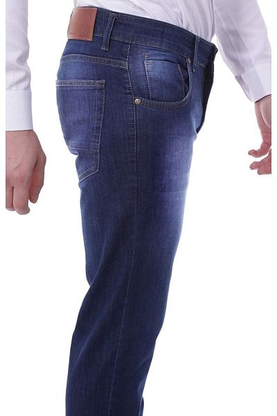 BELLİSİMO Big Jeans Kim.dark blue Classic Fit Large Size High Waist Pipe Leg Men's Jeans