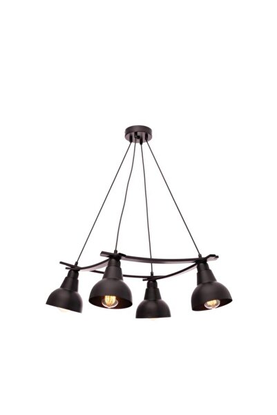 Umur Aydınlatma İnka 4'lü Lav Şapkalı Siyah Avize Sarkıt