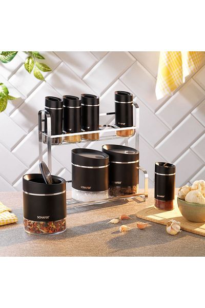 Schafer Silver Touch Spice Set 9 Pieces-black