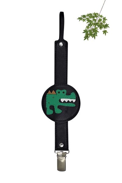 MODAPATİK Genuine Leather Pacifier Strap Navy Blue Crocodile