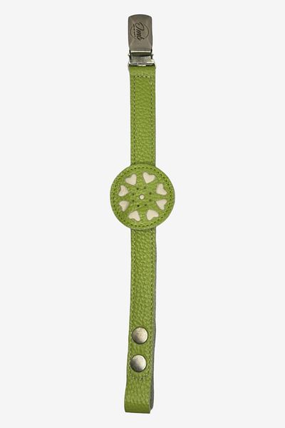 JMB Just My Baby Green Reversible Leather Pacifier Strap - Heart Figure