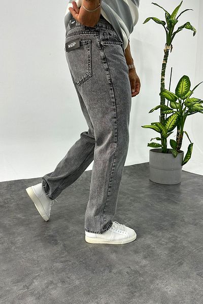 NO61 MAN Baggy Acid Wash Gray Color Jeans