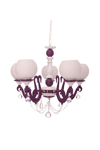 Umur Aydınlatma Bella Retro 5'li Camlı Mor Beyaz Avize
