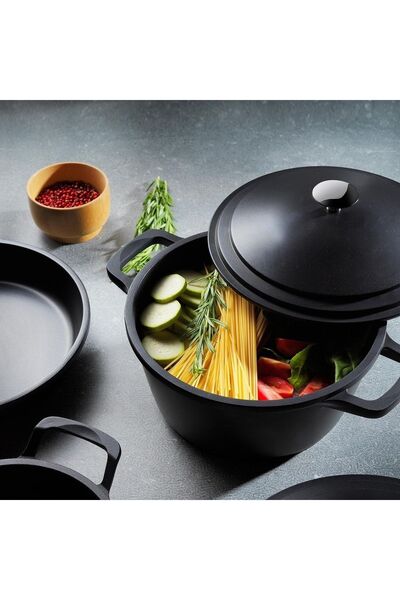 Schafer Pro Cast Döküm Basık Tencere-24cm-siyah