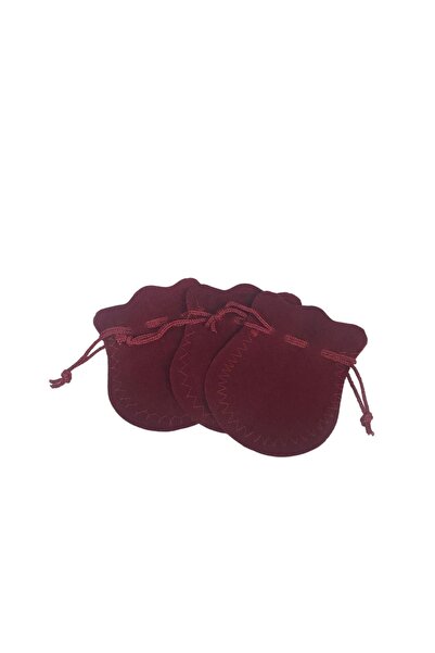 ÖZER KUTU Kumaş Kese Bordo 100 Adet 6x8 Boy Takı, Altın Kesesi (ipli & Büzgülü)