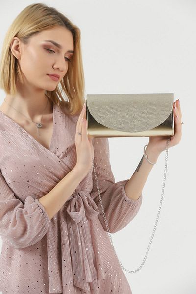 efnanstore Βραδινή τσάντα με χρυσό Glitter