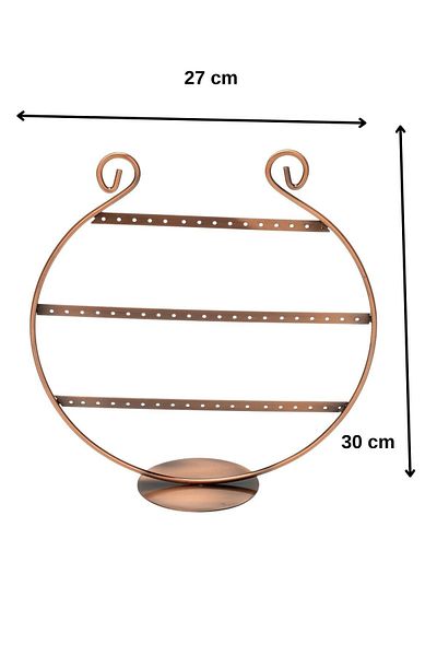 ÖZER KUTU Metal Earring Stand (27 Pairs of Earrings) Medium Size Oval Shaped Bronze, Earring Jewelry Organizing Organizer