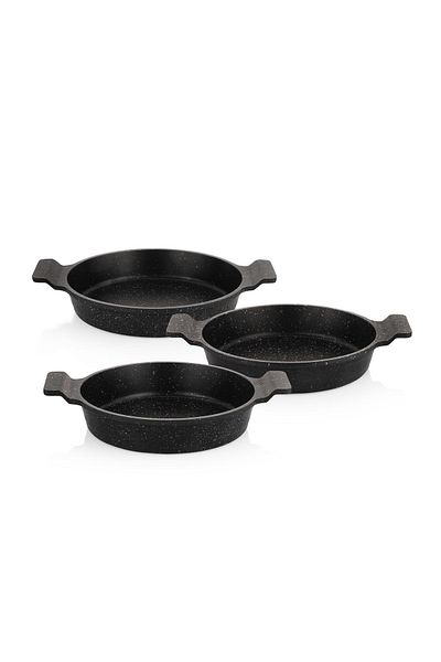 Schafer Trio 3-Piece Cast Iron Pan Set-3 Pieces-Black
