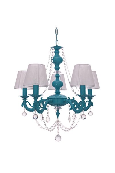 Umur Aydınlatma Dolce Vita 5'li Turkuaz Mavi Abajurlu Avize