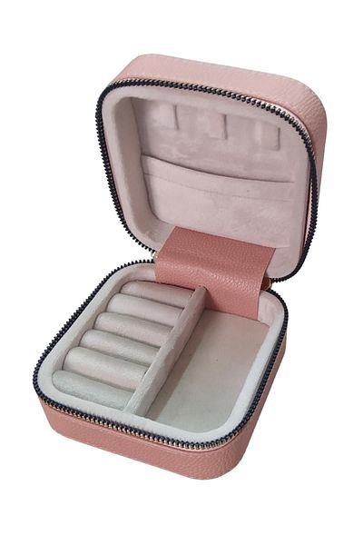 ÖZER KUTU Zippered Leather (Wooden Case) Jewelry, Travel and Jewelry Bag, Box Powder (11x11 Cm)