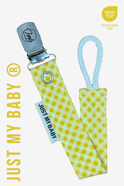 JMB Just My Baby 3-Piece Yellow/Red/Coffee Colored Cotton Pacifier Strap - Checkered and Washable