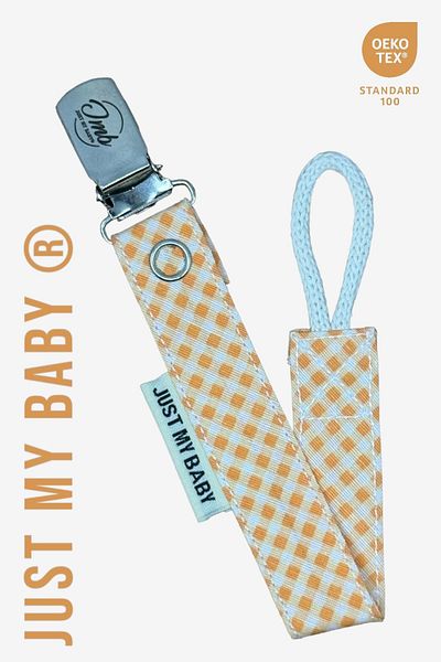 JMB Just My Baby Orange/Navy/Green 3-Piece Pacifier Straps - Plaids and Washable Cotton
