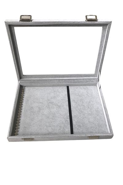 ÖZER KUTU Glass Covered Upright Chain & Bracelet Jewelry Table Gray