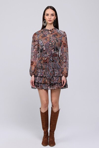 AVVER Kadın Desenli Kısa Elbise